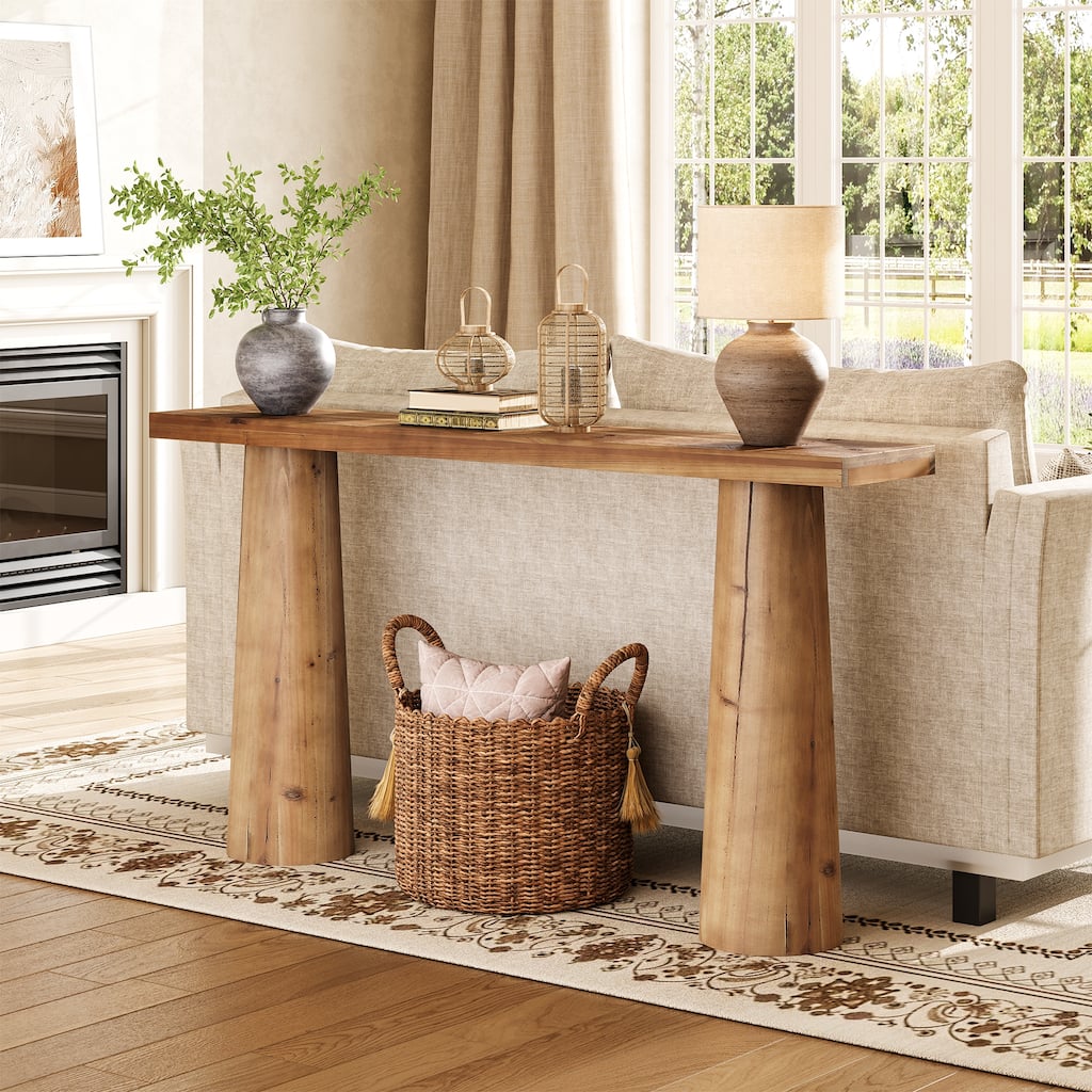 63-Inch Solid Wood Console Sofa Table for Entryway