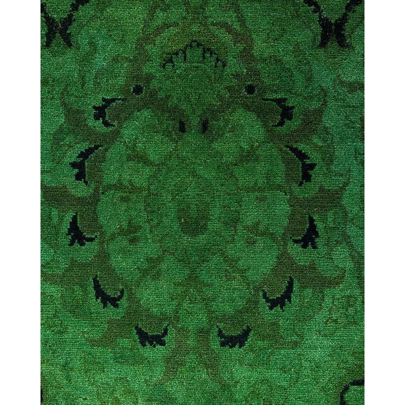 Overdyed, One-of-a-Kind Hand-Knotted Area Rug - Green - 9' 1" x 9' 1"