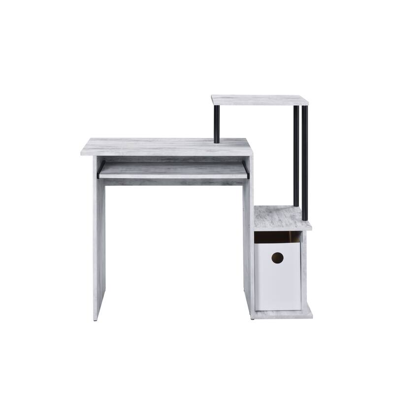 Modern 37-Inch Reversible Computer Desk with Metal Frame Keyboard Tray & Shelving