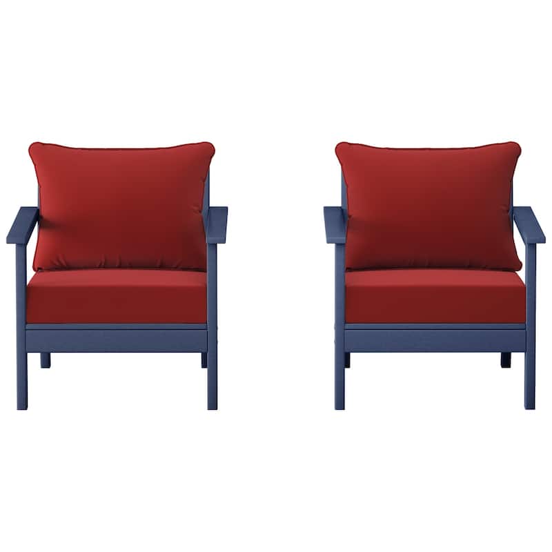 Birchwood All Weather HDPE Outdoor Patio Navy Blue Deep Seating Conversation Set With Cushions (2-Piece)