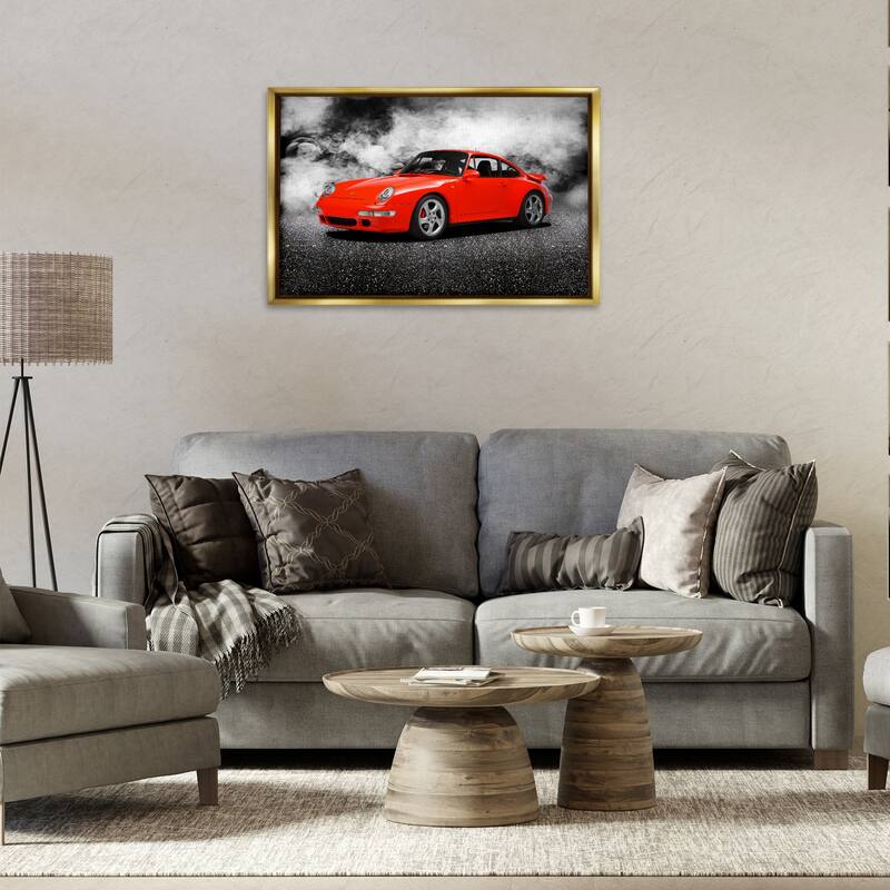 Stupell Bold Red Sports Car Framed Floater Canvas Wall Art Design By Mark Rogan
