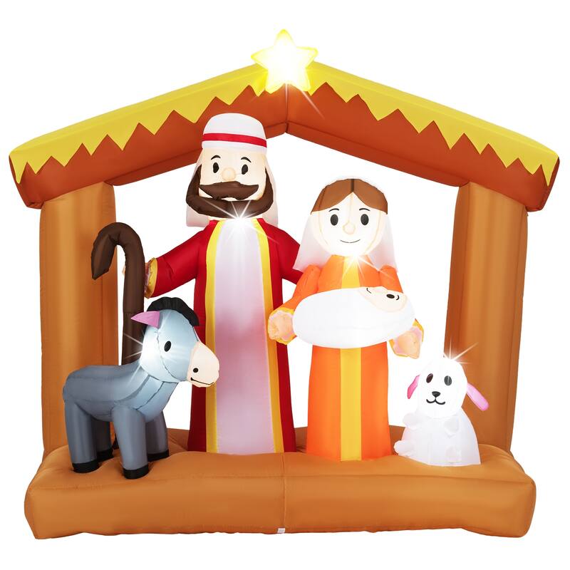 Multi-Color Polyester Christmas Inflatable Nativity Scene with LED Lights