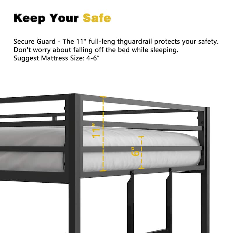 Sturdy Twin Over Twin Bunk Bed Metal Black for Kids and Adult,Twin Over Twin Bunk Bed,Beds for Bedroom