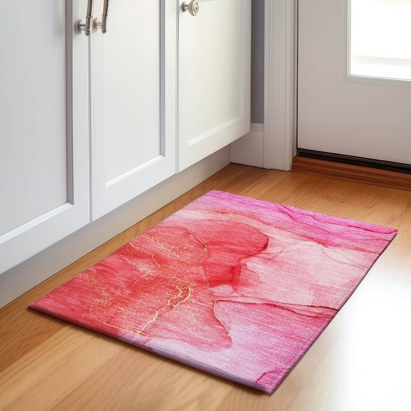 Premium Washable Super Soft Modern Glam Mayfield Rug - Pink - 1' 8" x 2' 6" - Rectangle