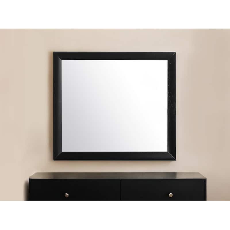 HomeRoots 35" Black Wood Framed Accent Mirror - Black