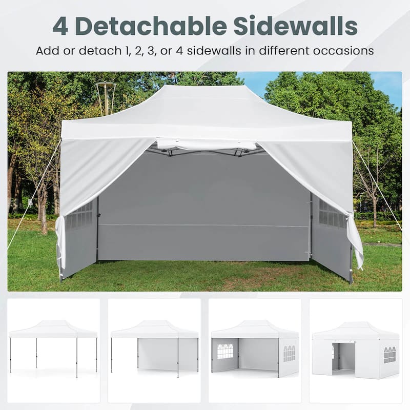 Costway 10 X 14 FT Pop up Canopy Tent with 4 Sidewalls, Wheeled Bag, 4 - See Details