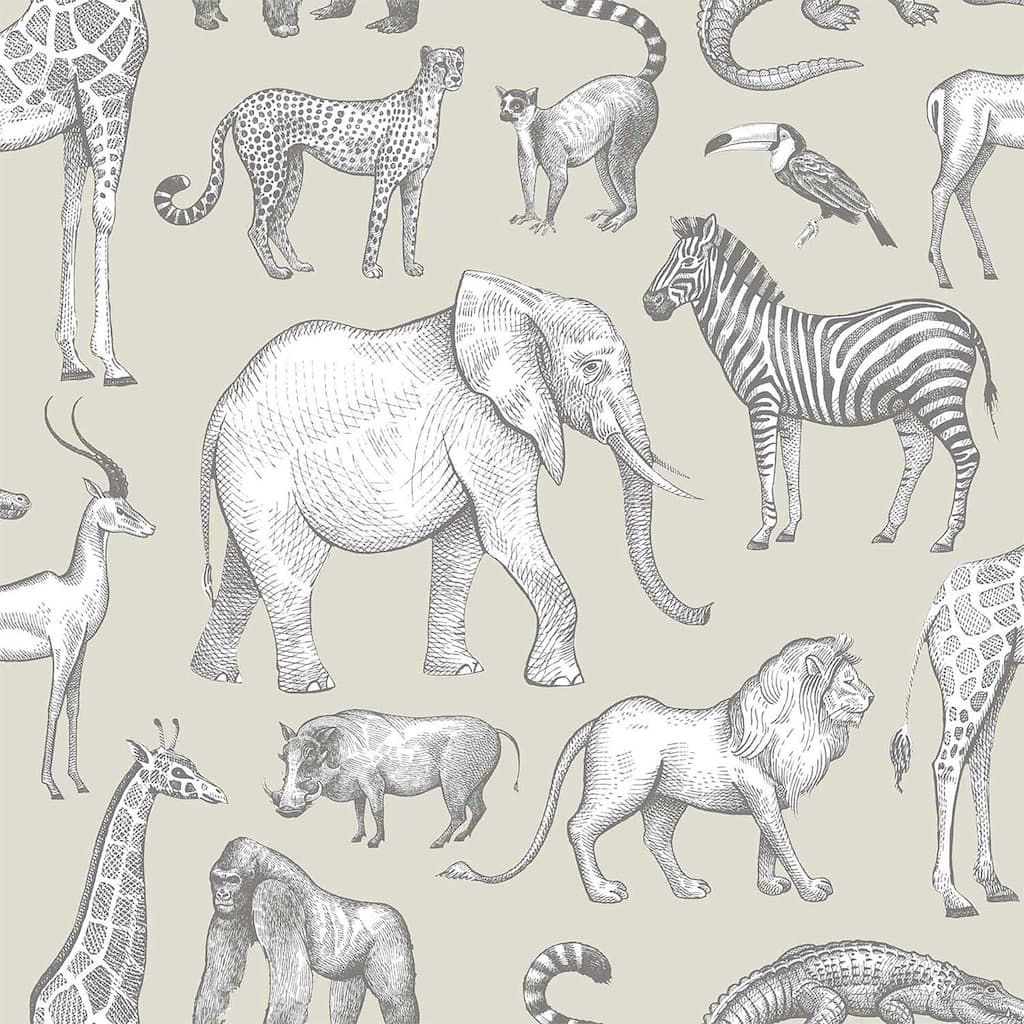 Chesapeake Kenji Taupe Safari Wallpaper - 20.9 x 396 x 0.025