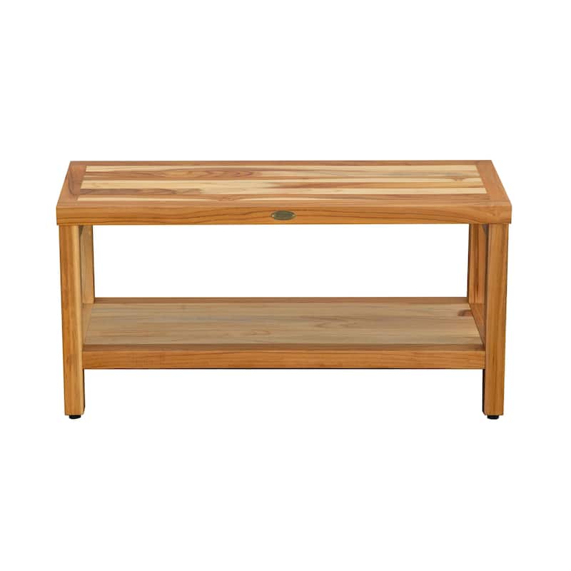 EcoDecors Eleganto EarthyTeak 36" Teak Shower Bench with Shelf