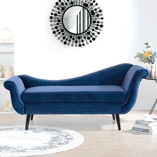 Chaise Lounge Modern Velvet Indoor Square Reclining Chair with Solid ...