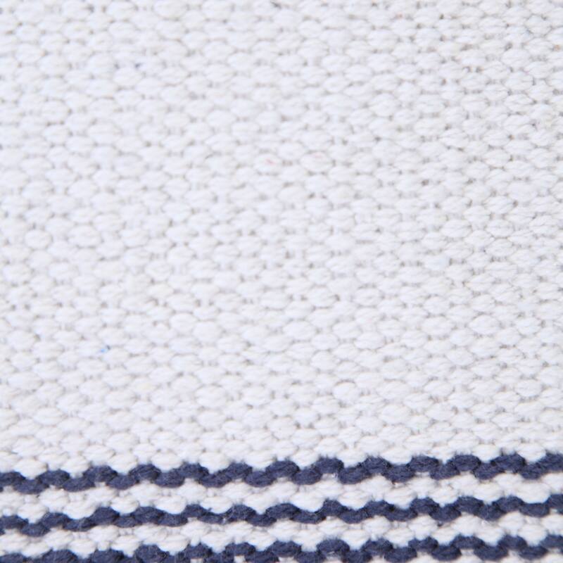 Handwoven Geometric Striped Cotton Throw Pillow Cover - 20" - Blue and White