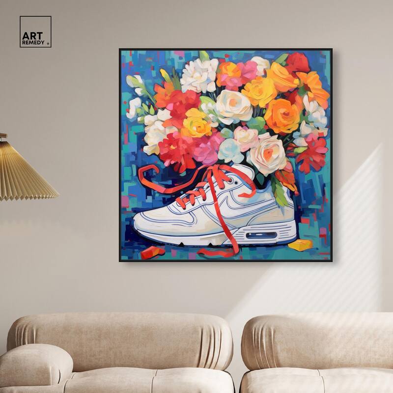 Whimsical Sneaker with Flowers Canvas by Art Remedy