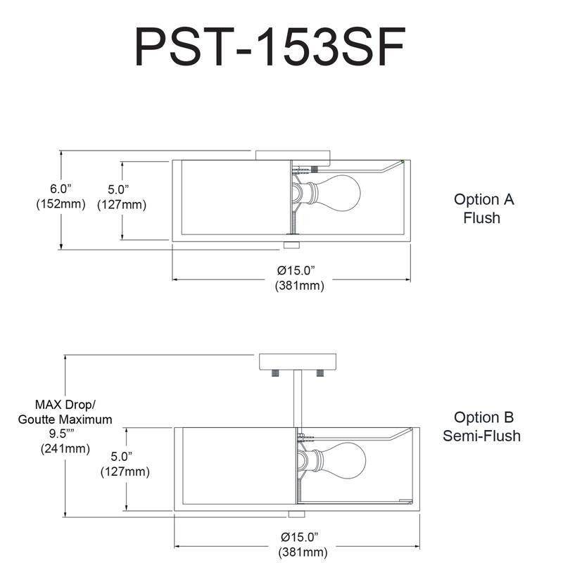 3-Light Semi-Flush Mount Ceiling Light - Matte Black Finish, Gray Shade - 15