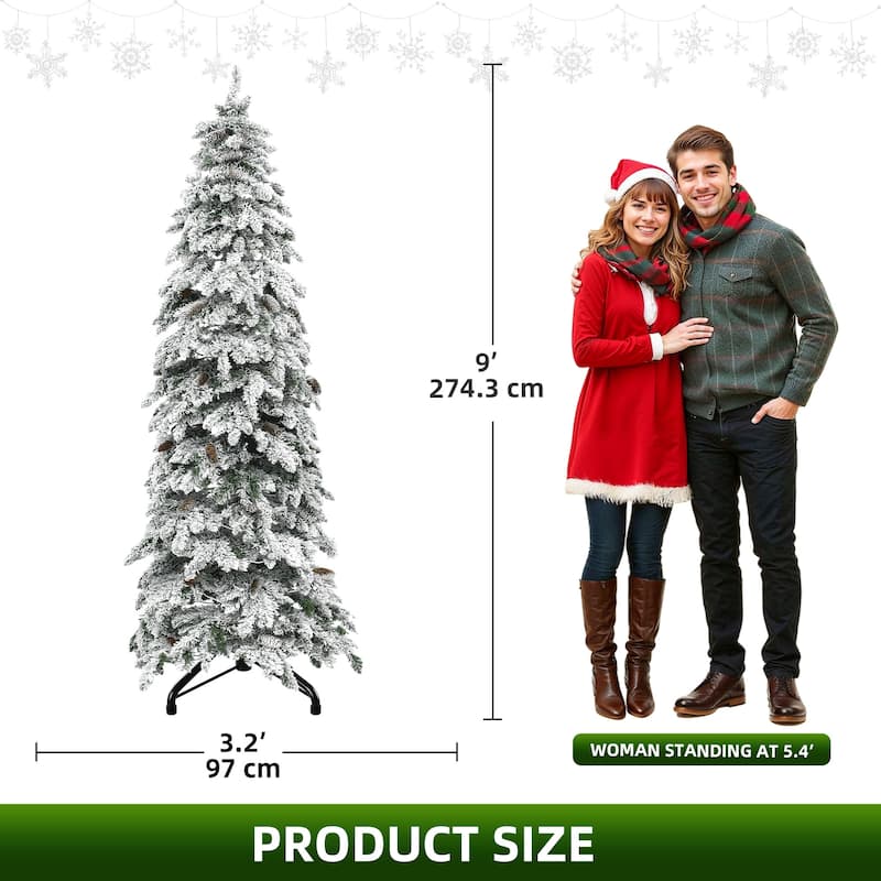 Elegant Pre-Lit Artificial Christmas Tree Collection , Multiple Styles with Remote Control & Snow Flocking