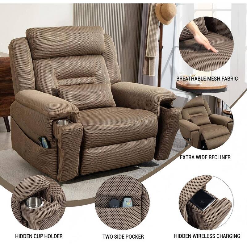 50-In Oversized Dual Motors Power Lift Recliner,Extra Wide Seat Lift Recliner with Heat/Massage,Wireless Charging