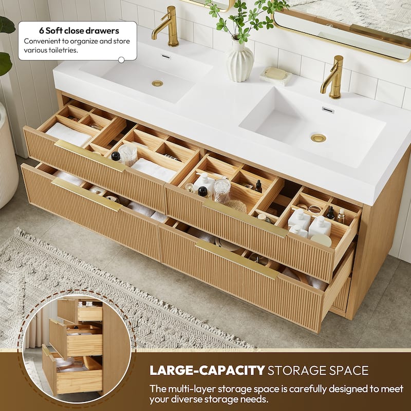 Hohhot Bath Vanity with Integrated Stone Sink Top without Mirror