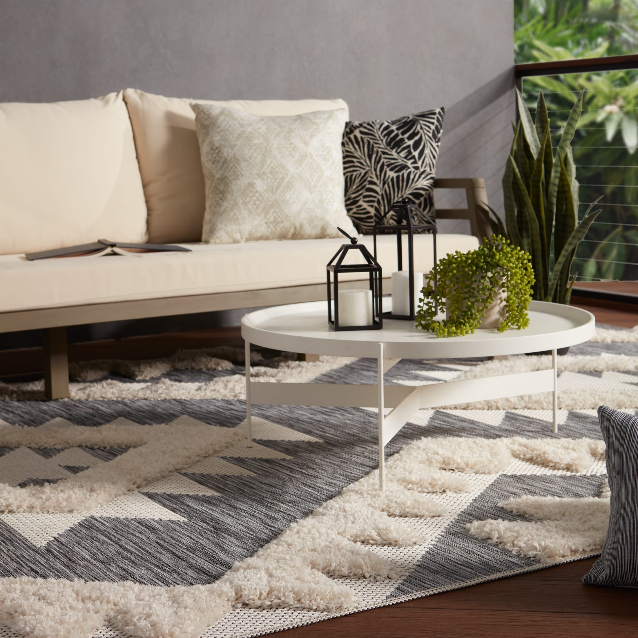 Shop Zayne Indoor Outdoor Geometric Gray Cream Area Rug On
