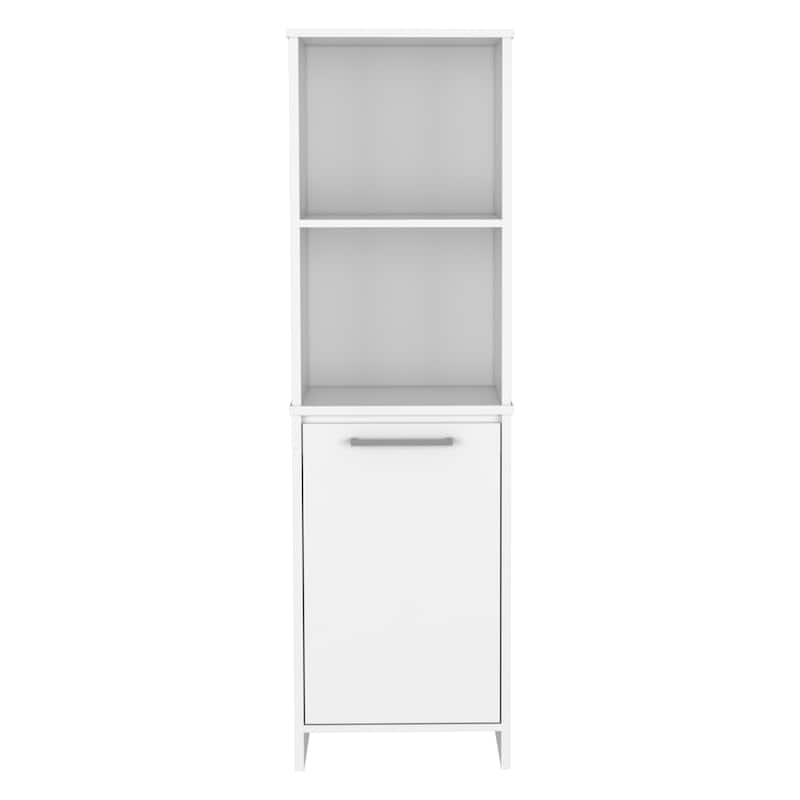 Eiffel Kitchen Pantry, Two External Shelves, Single Door Cabinet, Two Interior Shelves White -White
