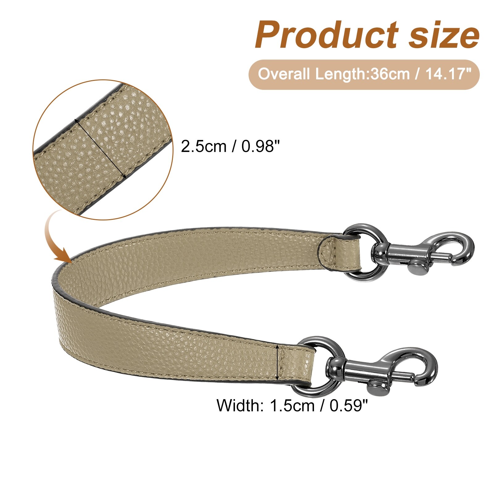 PU Leather Short Bag Strap with Clasp, Purse Handles Handbags Replacement Straps for Clutch Bag