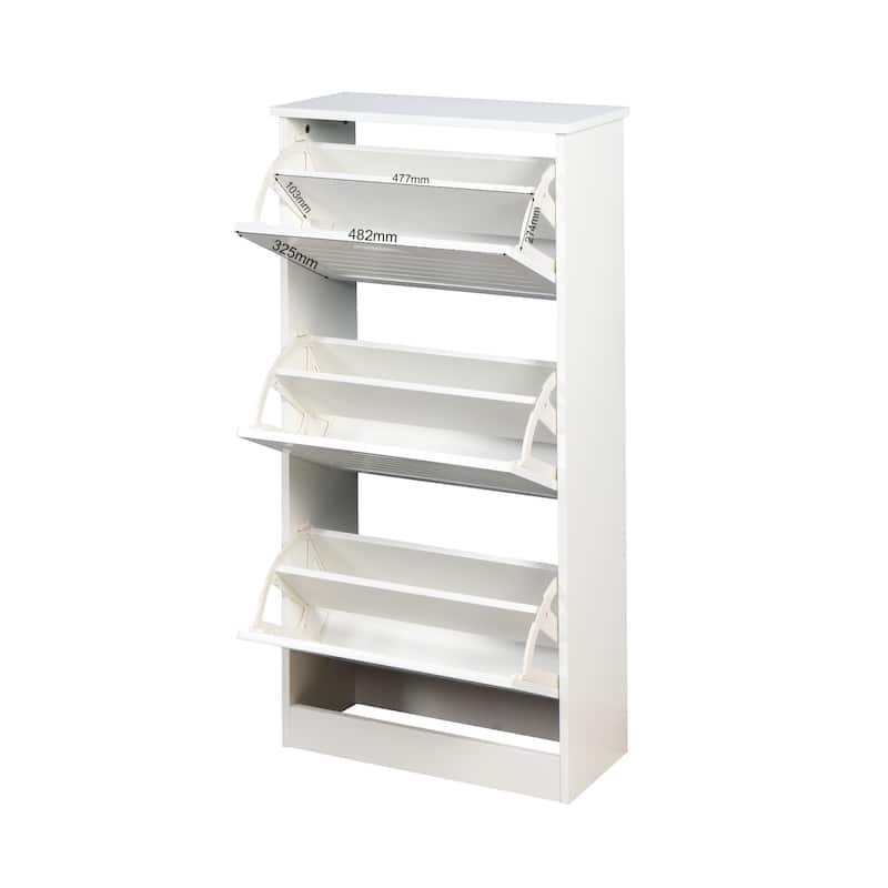Wooden Shoe Cabinet, Shoe Storage Cabinet with 3 Flip Doors