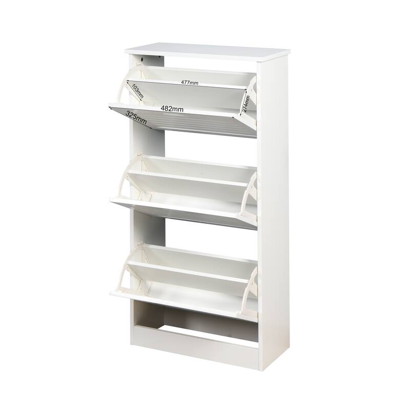 3-flip-door Wooden Shoe Cabinet - 9.45 x 20.94 x 43.11