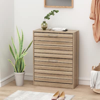 22.4"W Two Drawers Shoe Cabinet,Fold-out Drawer Shoe Organizer