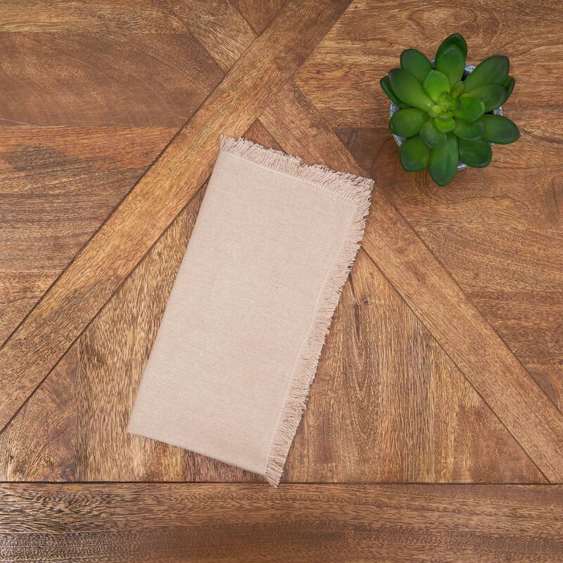 Frayed Sand Napkin Set of 6 - Beige