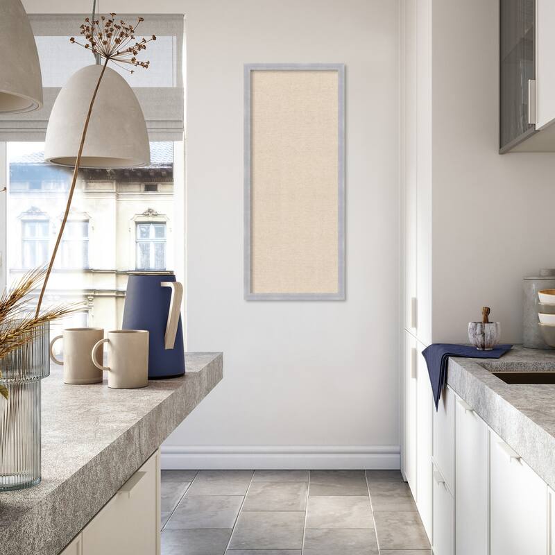 Amanti Art Framed Fabric Pinboard Natural Linen Printed Bulletin Board