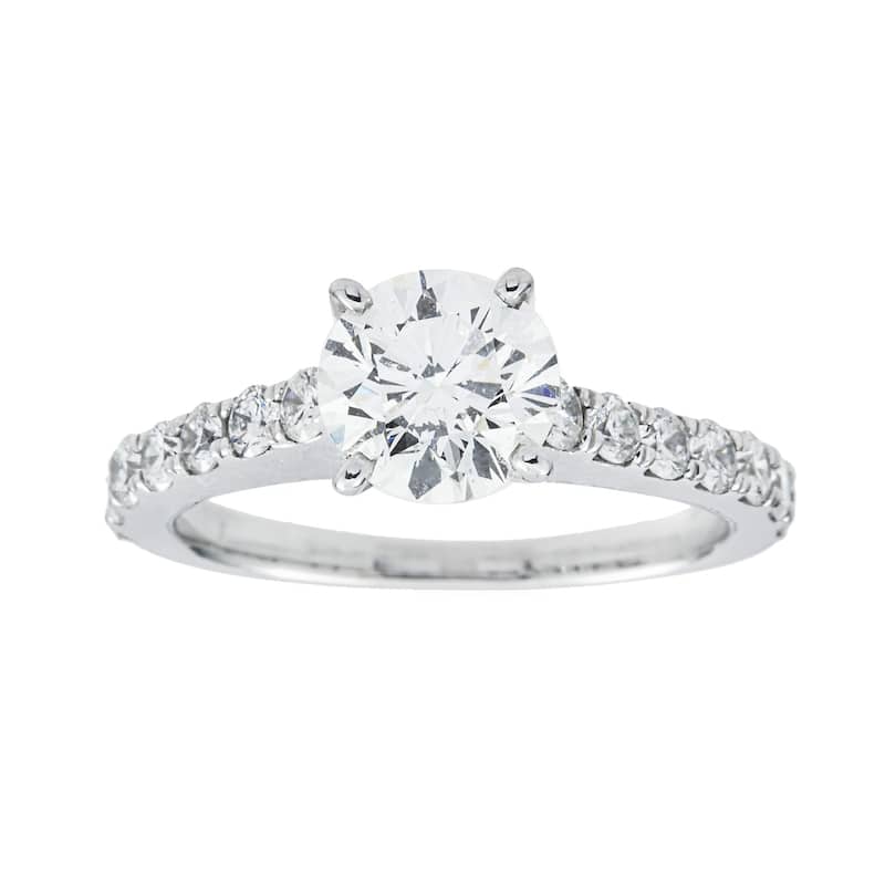 House Of Leon 14K White Gold 1.05ct Round Diamond Engagement Ring 1.45ctw GIA
