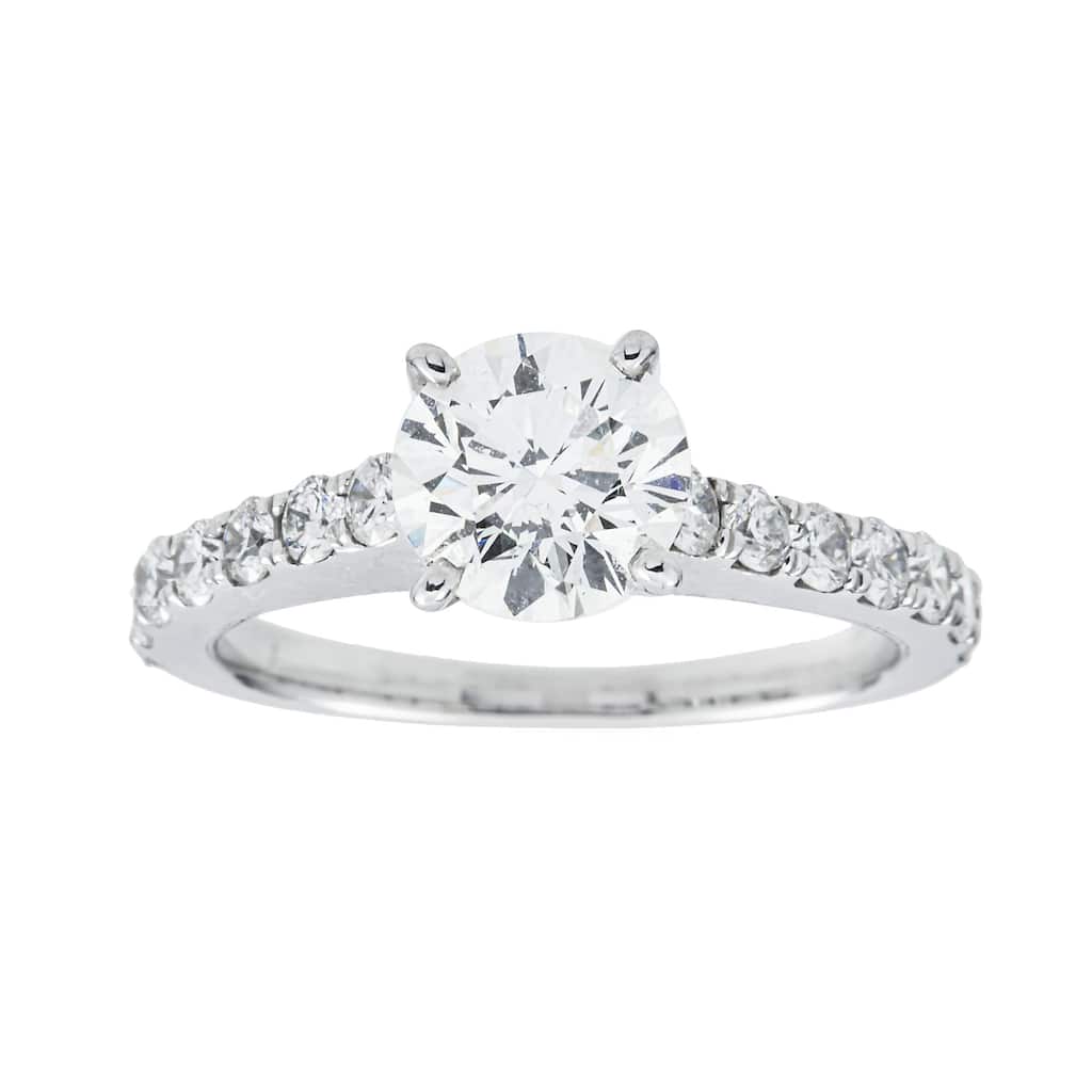 House Of Leon 14K White Gold 1.05ct Round Diamond Engagement Ring 1.45ctw GIA