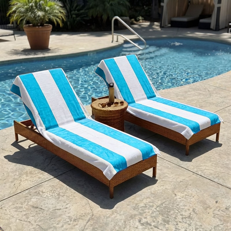 Superior Cabana Cotton Towel/ Chaise Lounge Chair Cover Set of 2