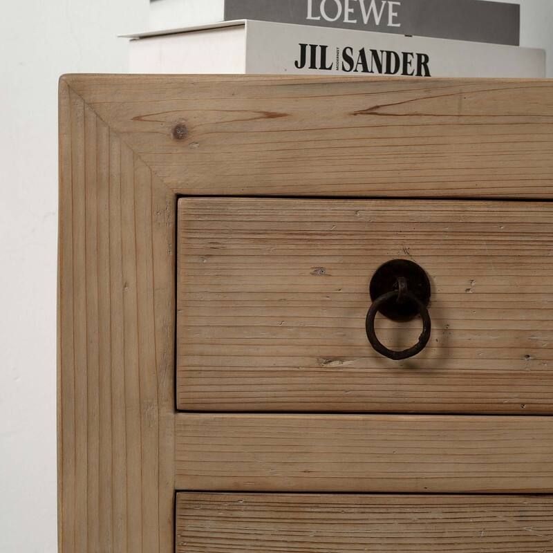 Capri Nightstand with 4 Drawers Weathered Natural Pine 28X18X27H