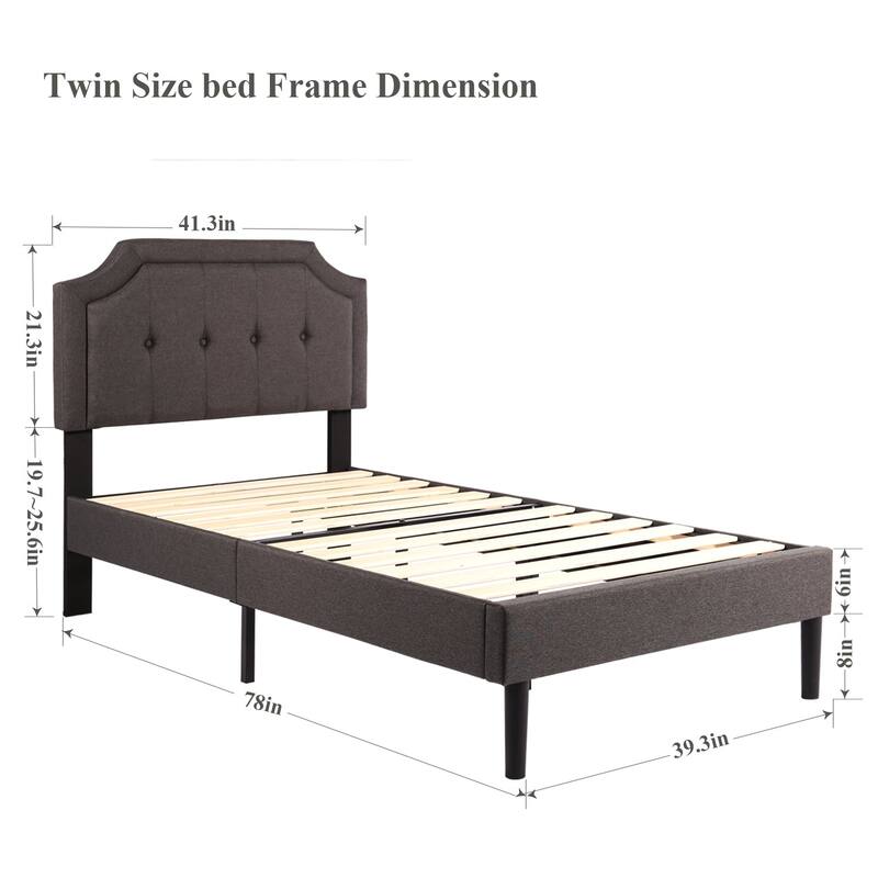 VECELO 3-pieces Height Adjustable Tufted Upholstered Bed Frame and Modern Nightstand Sets