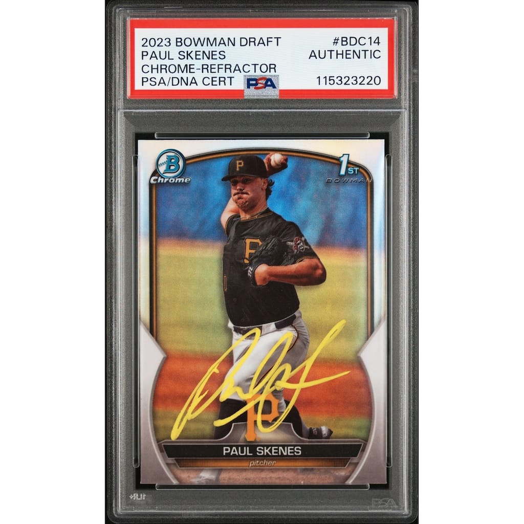 Paul Skenes 2023 Bowman Chrome Refractor Signed Rookie Card #BDC14 Auto PSA 3220 - 8' x 11'