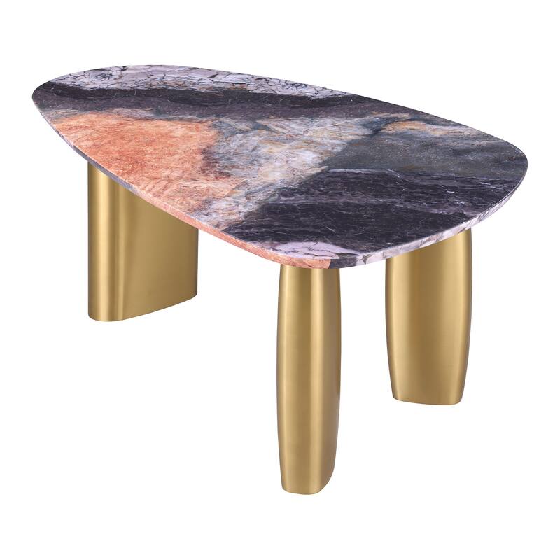 Furniture of America Luvien Modern 7-Piece Colorful Sintered Stone Top Oval Dining Table Set