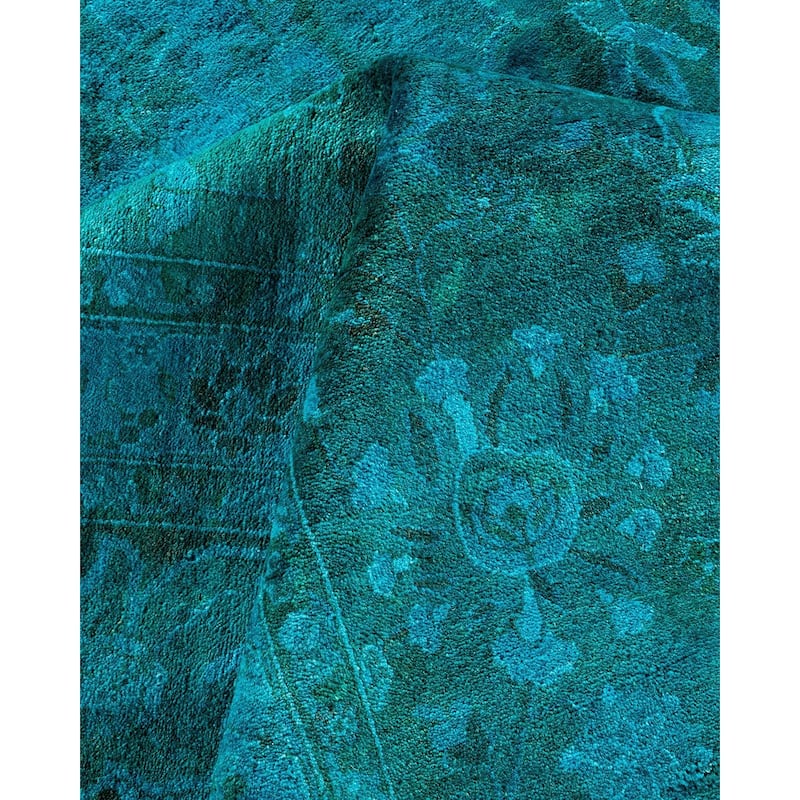 Overdyed, One-of-a-Kind Hand-Knotted Area Rug - Blue - 11' 4" x 17' 6"
