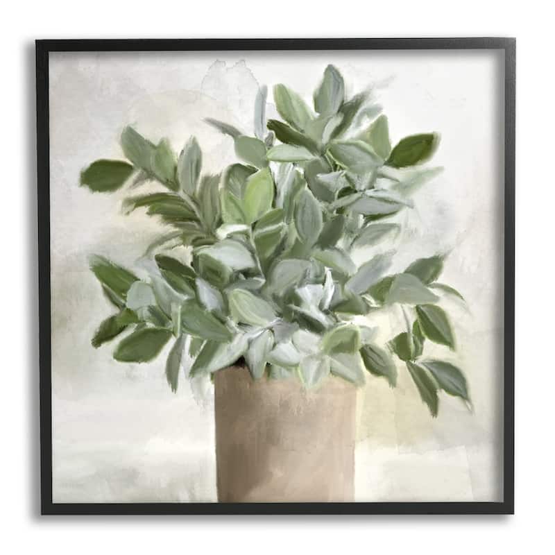 Stupell Lush Green House Plant Leaves Detailed Painting Framed Wall Art, Design by Kim Allen - 17 x 17 - Black