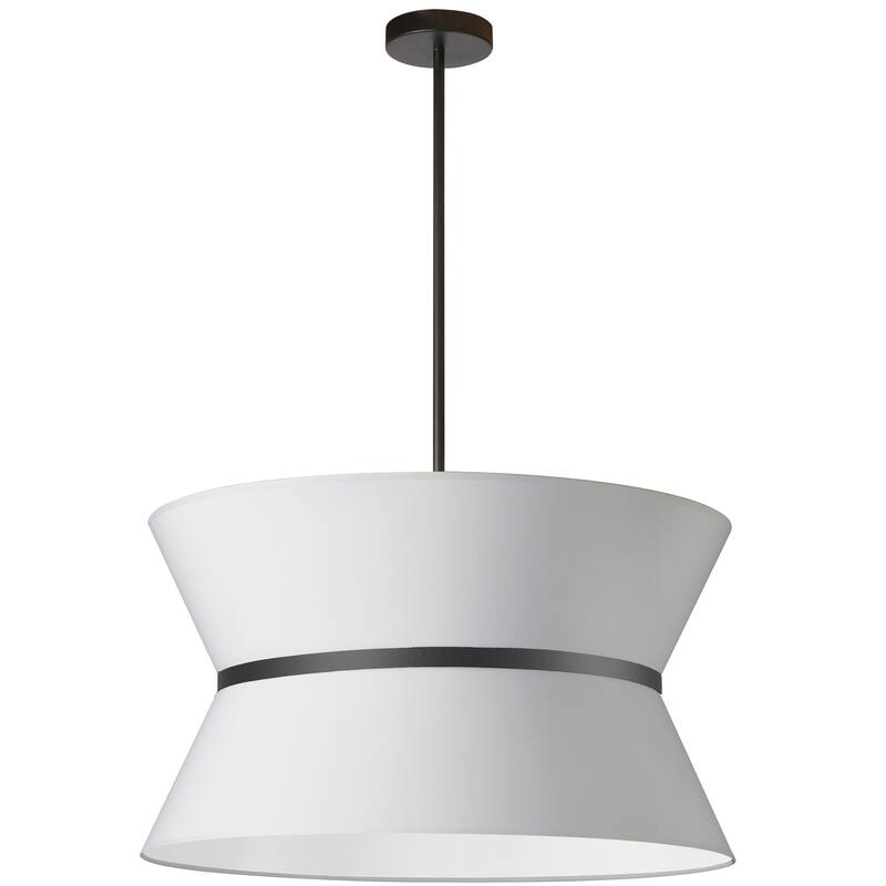 4 Light Chandelier Matte Black Pendant Light with White Shade for Dining Room - 5