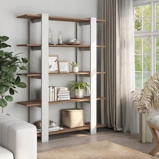 Heon Modern Walnut 5-Tier Display Bookshelf by Furniture of America