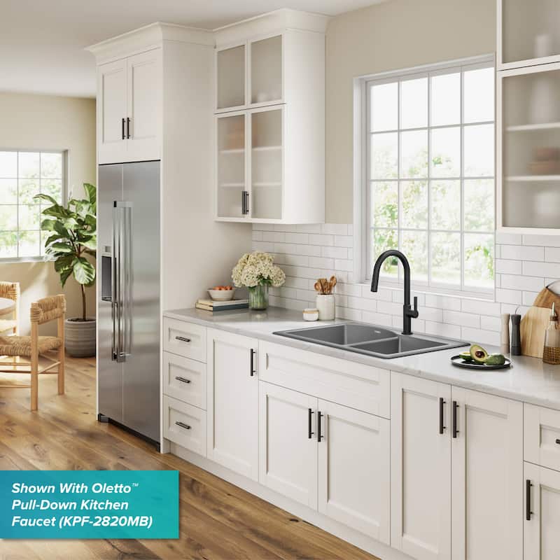 KRAUS Forteza Granite 33 inch 60/40 Undermount Drop-in Kitchen Sink