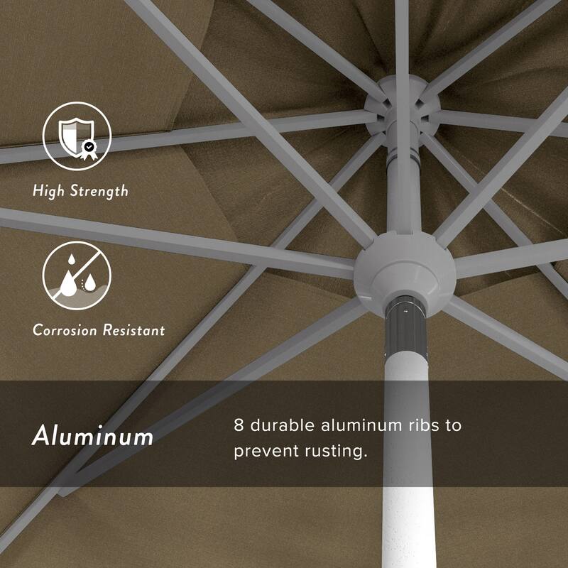 California Umbrella 11' Rd. Aluminum Patio Umbrella, Crank Lift, Collar Tilt, Dbl Wind Vent, White Finish, Sunbrella Fabric