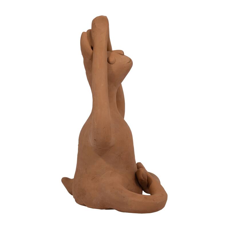 Sagebrook Home Terracotta Natural Novelty Solid Color Yoga Bunny