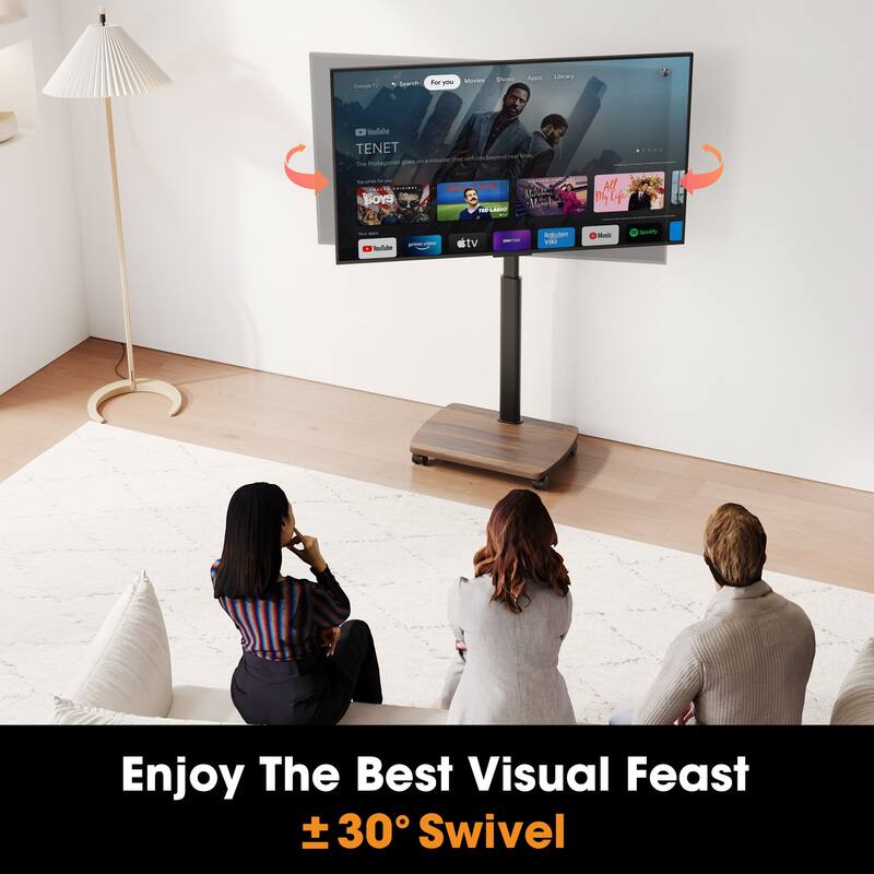 AOKCOS Modern Rolling TV Stand with Wheels for 32 to 65 inch TVs
