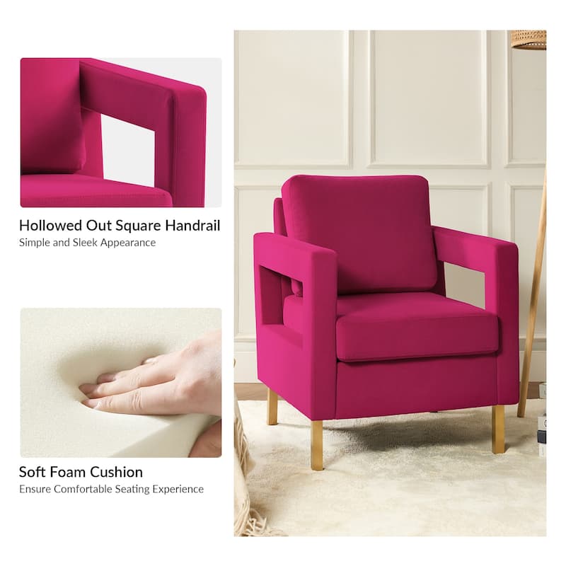 Valentina Comfy Accent Armchair with Golden Metal Legs and Removable Cushions by HULALA HOME