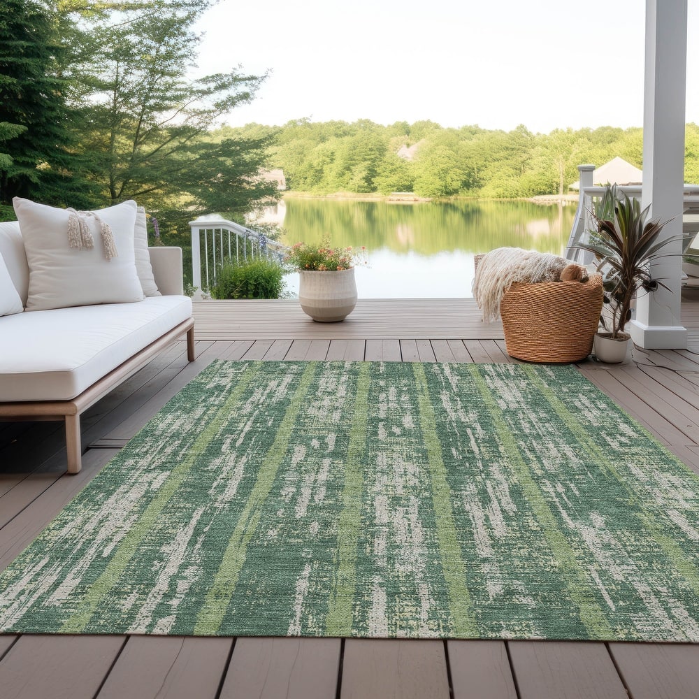 Machine Washable Indoor/ Outdoor Chantille Stripe Ombre Rug