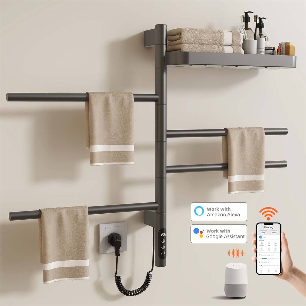 Smart Rotating Heated Towel Rack for Bathroom,Towel Warmer