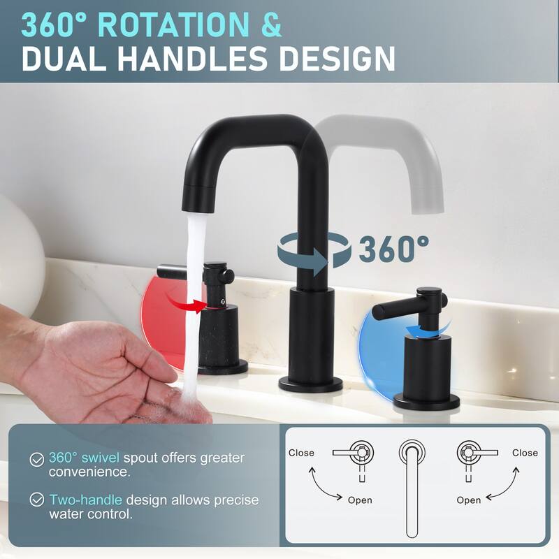 WOWOW 8 in. Widespread Double Handle Bathroom Faucet