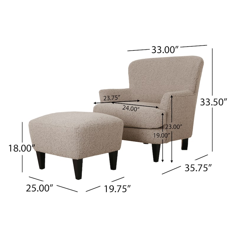 Hartshorn Upholstered Club Chair and Ottoman Set by Christopher Knight Home