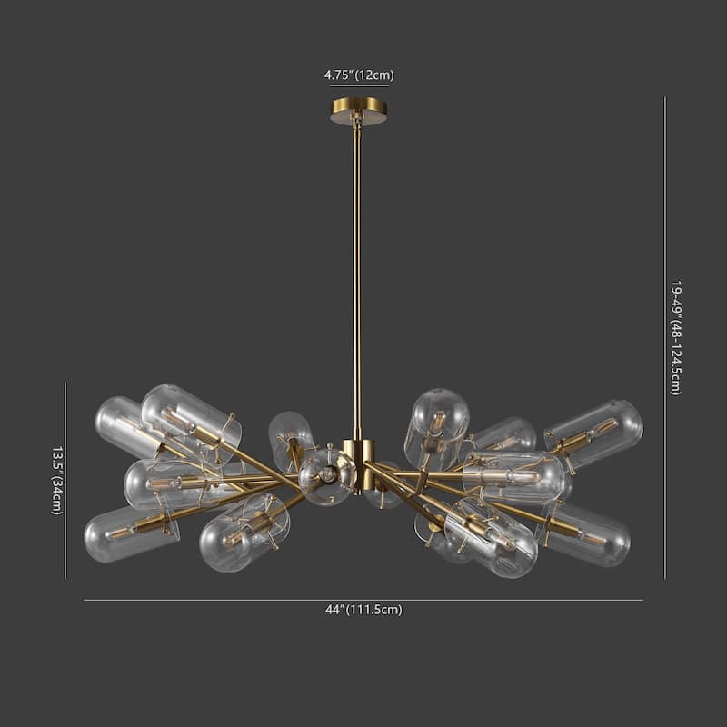 SAFAVIEH Couture Pricilla Retro Mid-Century Modern Metal/Glass Sputnik Chandelier - 45 In. W x 45 In. D x 29 / 59 In. H