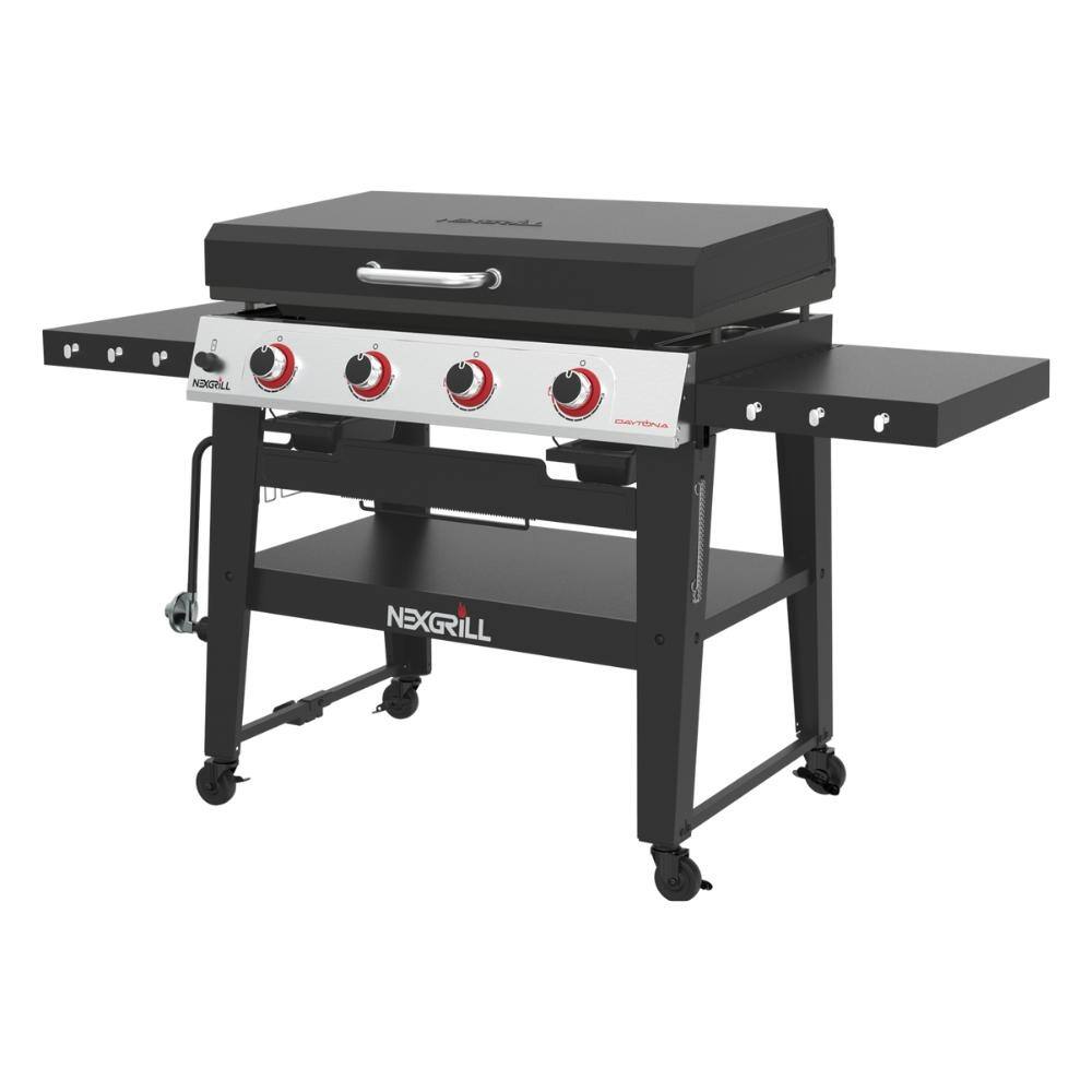 Nexgrill Daytona 4Burner Propane Gas Griddle with Side Tables Black