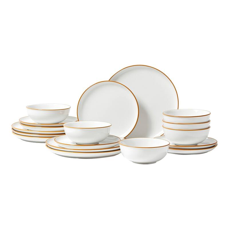 Space Saving Ceramic Dinnerware Set Dishwasher Safe Plates and Bowls